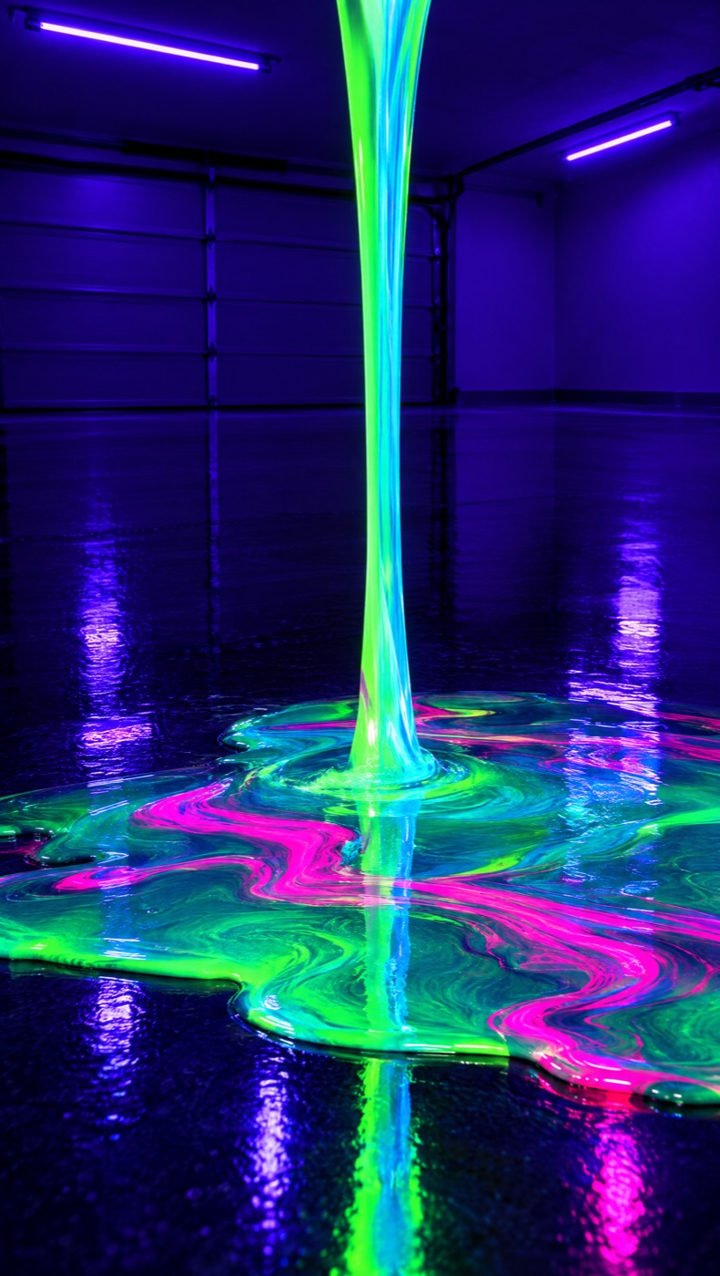 Design example: fluorescent epoxy being poured under UV light
